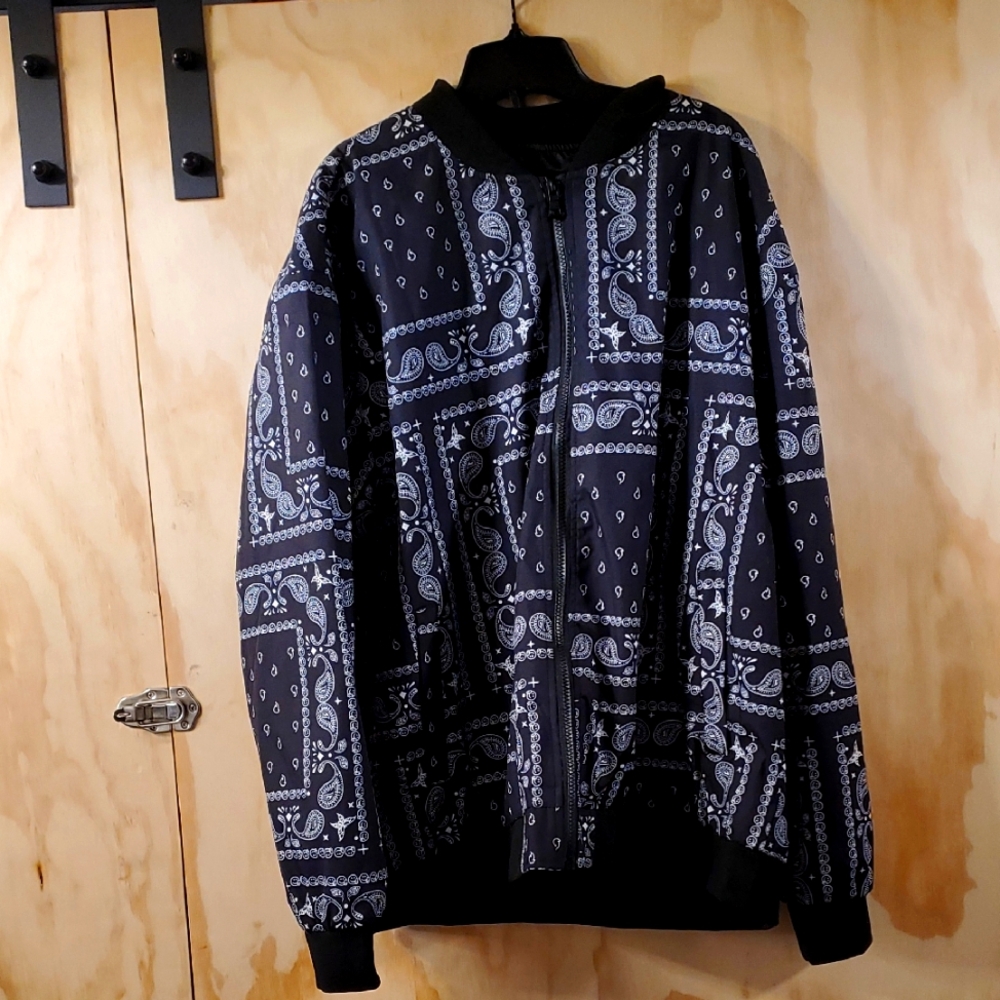 Men's Black Bandana Varsity Jacket